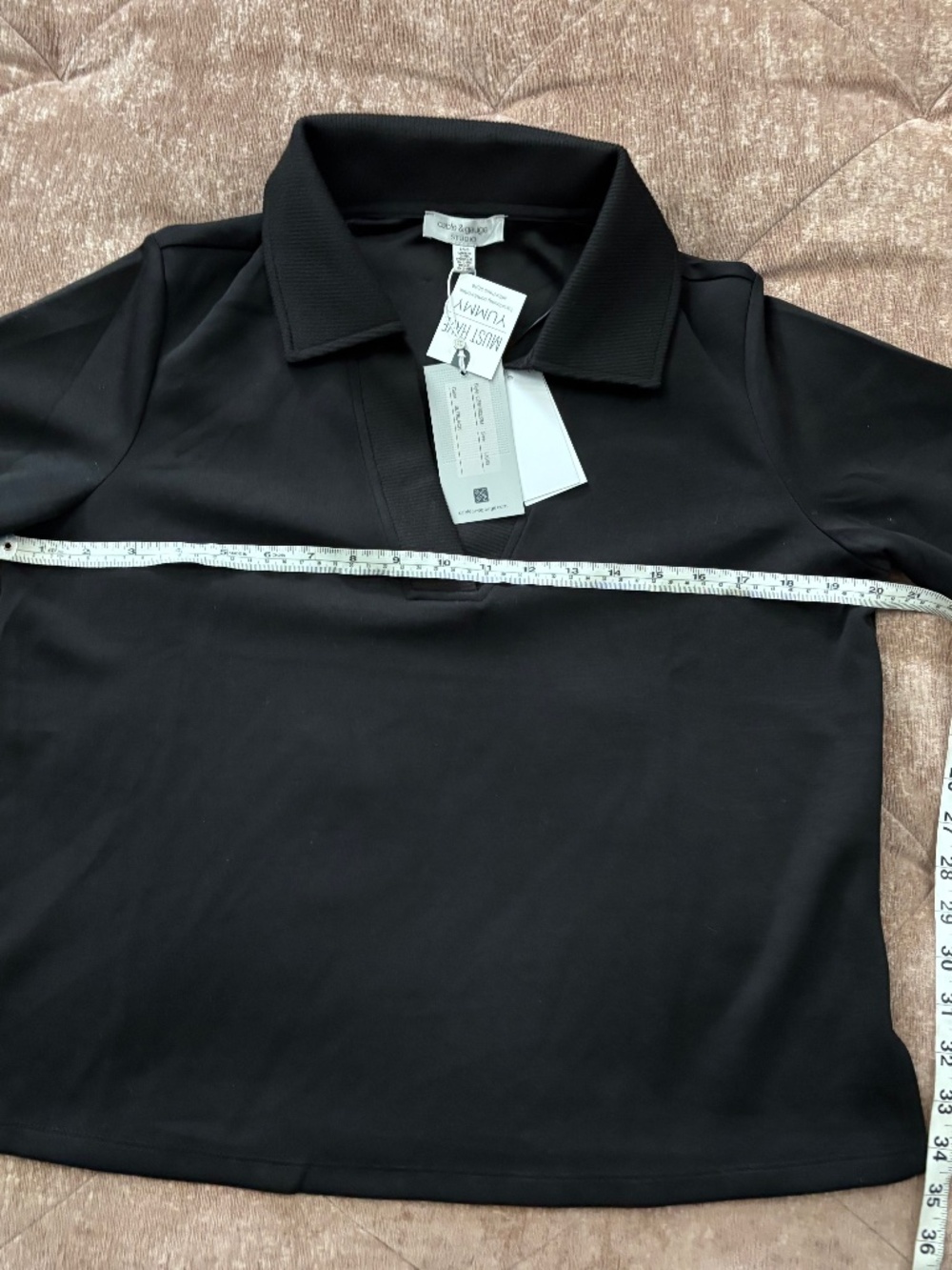 Cable and gauge large black collared top nwt